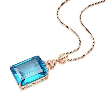 Excellent Blue Topaz Silver Pendant Necklace - The Jewellery Supermarket